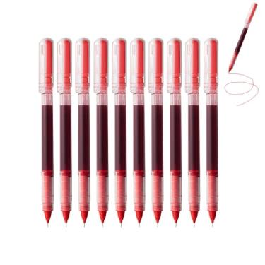 Imagem de GZBABY Canetas esferográficas rolantes, 10 peças, caneta esferográfica de ponta fina, caneta de gel para escrever anotações, diário, 0,5 mm (vermelha)