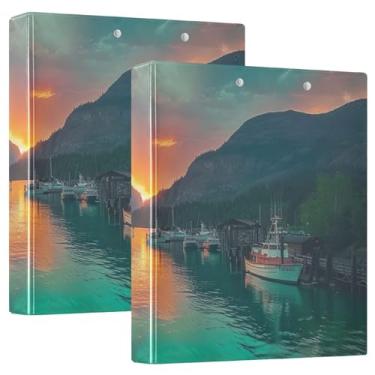 Imagem de Pastas para prancheta Sunset Boats com três anéis e prancheta de perfil Organizador de fichário de 2,5 cm para tamanho carta (21,6 cm x 28 cm), 1 pacote