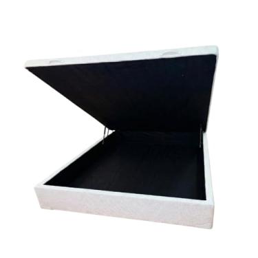 Imagem de Cama Box Baú Casal Blindado com Pistão a Gás - Linhão (Linhão - Turim Milão Branco)