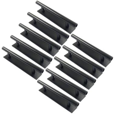 Imagem de Murtenze Pacote com 10 puxadores autoadesivos, adesivos de plástico ABS para armários de cozinha, móveis de porta deslizante (preto)