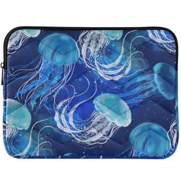 Imagem de Blue Jellyfishes Capa para notebook acolchoada subaquática para MacBook Pro 13 polegadas capa protetora para laptop 13-14 polegadas universal