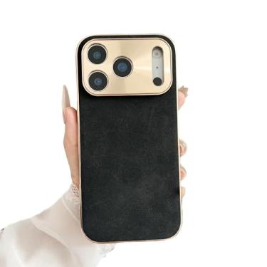 Imagem de Proteção da lente da câmera com revestimento em couro de camurça macio compatível com capa para iPhone (preta, iPhone 16 Plus)