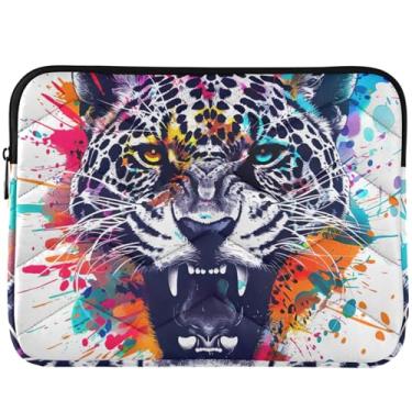 Imagem de Capa para notebook fofa com cabeça de oncinha com cabeça de jaguar para MacBook Air de 13 polegadas, capa protetora universal para computador de 13 a 14 polegadas