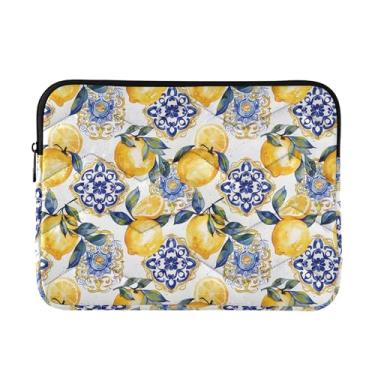 Imagem de Bolsa para laptop amarela limão aquarela, capa protetora à prova de choque, bolsas de professores de 15,6 polegadas para mulheres