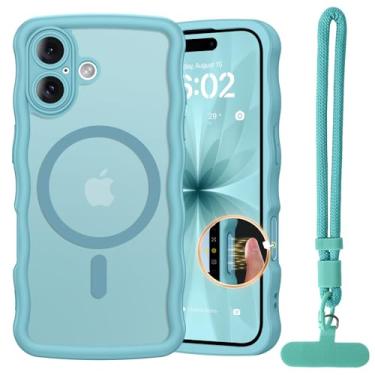 Imagem de BENTOBEN Capa magnética para iPhone 17, linda moldura ondulada encaracolada [compatível com Magsafe] [proteção total da câmera] Capa protetora fina fosca à prova de choque para mulheres, meninas