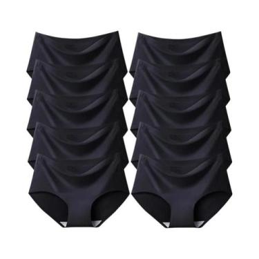 Imagem de Calcinhas De Seda Satin Sem Costura Para Mulheres plus Size 10PCS Conj