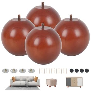 Imagem de WHXGG Pernas De Sofá Madeira 4 Polegadas, Móveis Madeira, Pés Substituição, Substituição Para Sofá, Cadeira, Armário, Cômoda, Pufe, Cama, Pacote Com