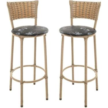 Imagem de 2 banquetas altas de cozinha (Preto Floral)