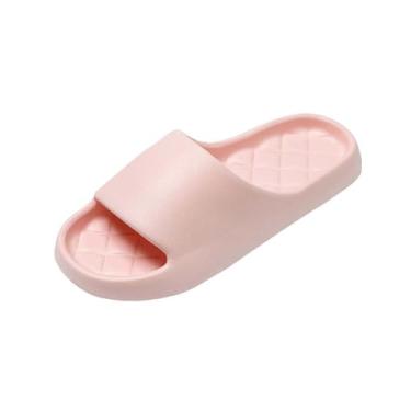 Imagem de Pantufas femininas de sola grossa e sola macia para todas as estações, uso interno, externo, leve, para banheiro, tamanhos 36-37 38-39 40-41, rosa, 34