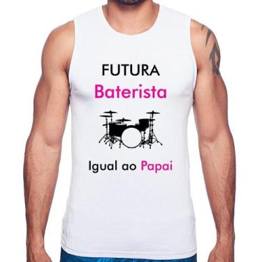 Imagem de Regata Futura Baterista Igual ao Papai - Foca na Moda, Branco, GGG