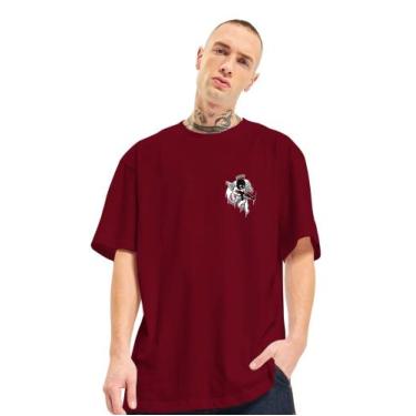 Imagem de Camiseta Oversized Unissex Anjo Bandido AK Quebrada, Bordô, GG
