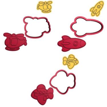 Imagem de Kit 3 Cortadores Avião Helicóptero Foguete Brinquedo - DOCEIMPRESSO,  