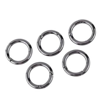 Imagem de HUIOP 5 Peças de Mosquetão Redondo de Liga Zinco Clipes Pressão Gancho Chaveiro Fivela, Mosquetão Travamento, Travamento Automático, Trava