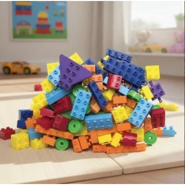 Imagem de Kit Blocos de Montar 70 Pçs Didático interativo Construção - Pica Pau