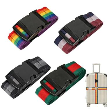 Imagem de Correias de bagagem de viagem para malas, alças de bagagem ajustáveis, fácil de identificar cinto de viagem colorido, alça de bagagem para acessórios de fechamento de mala de viagem (pacote com 4)