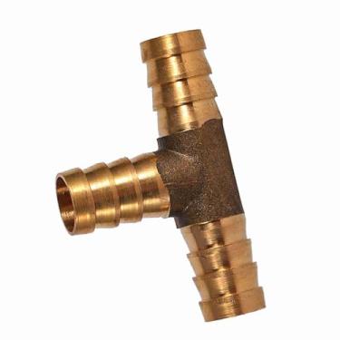 Imagem de Naroote Junta de Mangueira de Combustível de 3 Vias de Latão para Tubo de Gás de óleo de Ar Comprimido, Conector Durável Em Forma de T para Mangueira de 6 Mm, 8 Mm, 10, 12, Ideal para Conexão de