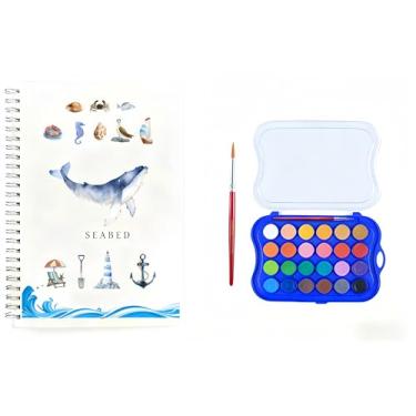 Imagem de Kit de pintura em aquarela, equipado com pincéis de tinta aquarela de 24 cores, kit de pintura em aquarela para iniciantes (24 cores - debaixo d'água)