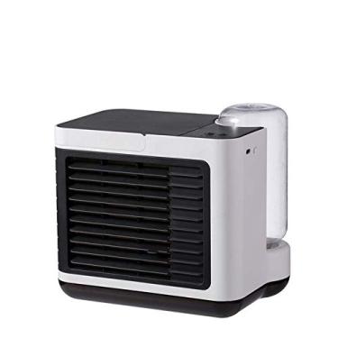 Imagem de Mini ventilador de ar condicionado portátil refrigerador de íon negativo carregamento usb pequeno doméstico ventilador de ar condicionado de mesa com luz noturna resfriamento de água, rosa (Color : W