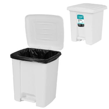 Imagem de Lixeira Pedal 15 Litros Grande Cesto De Lixo Casa Banheiro Cozinha Comercio Coleta Seletiva Reforcada Plastico