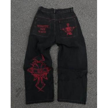 Imagem de Calças Jeans Vintage Y2K Góticas Hip Hop Para Homens E Mulheres, Retro