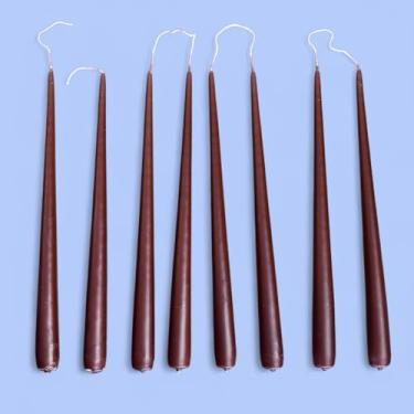 Imagem de Kit 8 Velas Cônicas Decorativas Marrom 100% Parafina Duração 8h