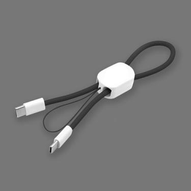 Imagem de Cabo de dados USB C para USB C para cabo de dados 2 em 1 preto de 0,3 m - compacto, durável e elegante