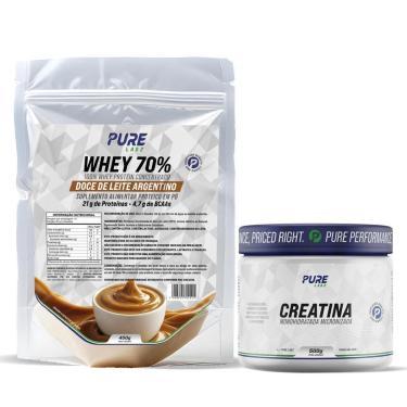 Imagem de Kit Whey Protein 70% Concentrado 450g + Creatina 500g Pure-Unissex