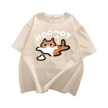 Imagem de Camiseta de manga curta estampada de desenho animado verão confortável