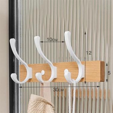 Imagem de SLGGPJBU Cabide montado na parede, cabideiro, ganchos de parede - cabideiro de madeira para pendurar casacos, chapéus, bolsa, cabide de toalha, suporte de casaco à prova de ferrugem para parede