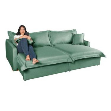 Imagem de Sofá Bali Living Retrátil e Almofadas Soltas 2,20 em Linho Cor: Bege -