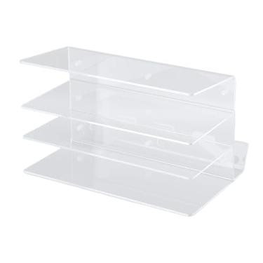 Imagem de Aqur2020 Rack de Armazenamento de Teclado Acrílico, Suporte de Exibição de Teclado Transparente Com Design Inclinado de 3 Camadas para Organizar Acessórios de Mesa de Computador (Transparente)