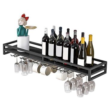 Imagem de Suporte para copos de vinho, suporte de parede para copos de vinho, suporte de garrafa de economia de espaço, para cozinha, adega, prateleira de exibição de vinho vintage