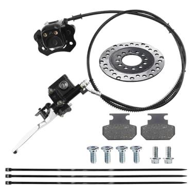 Imagem de PRO BAT Pinça de sistema de freio a disco hidráulico traseiro ATV Quad Conjunto de freio de mão traseiro Pinça de cilindro mestre vem com pastilhas de freio para carrinho quadriciclo ATV 50cc 70cc