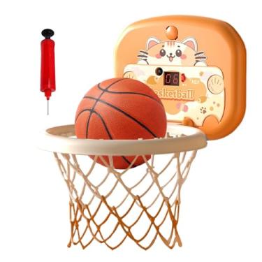 Imagem de Cesta de basquete para ambientes internos | Conjunto de basquete infantil para parede - brinquedo esportivo interativo de parede com placar para casa, escola, sala de estar, quarto, meninas, meninos