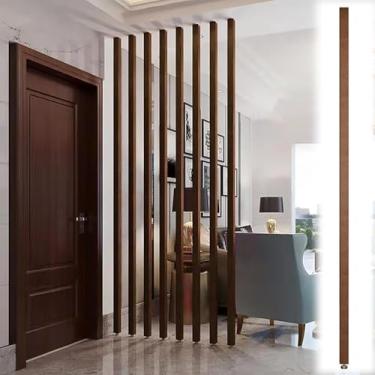 Imagem de Divisória de sala de ripas de madeira - Divisória de parede de 1/3/5 peças para sala de estar, cozinha, quarto e banheiro - instalação do chão ao teto sem broca, 140 cm de altura (55,1 pol.)
