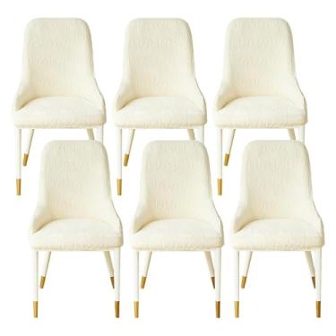 Imagem de Capa Elástica para Cadeira com Encosto Alto Capas para Cadeiras de Jantar com Encosto Curvo e Braços Baixos Para Decoração de Sala de Estar e Jantar,Beige,6pcs