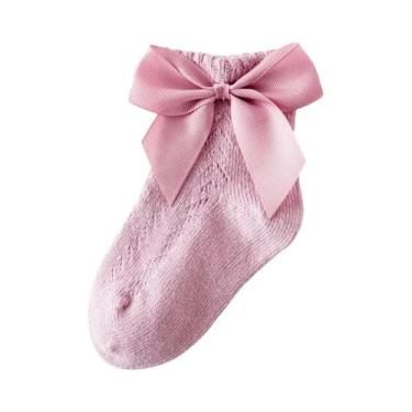 Imagem de Meias Respiráveis Para Bebês Meninas Recém-Nascidas Com Laços, Meias C