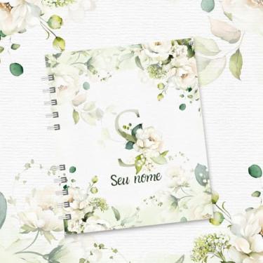 Imagem de Caderno A5 Floral Personalizado com Nome e Inicial, Caderno de Anotações sem Pauta, Caderneta Capa Dura, Caderno Espiral 96 Folhas para Estudos e Organização (S,DECORADO)