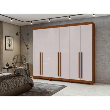 Imagem de Guarda-roupas Casal Bertha 6 Portas 6 Gavetas Sem Espelho Com Pés Frassino Off White