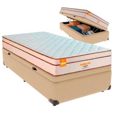 Imagem de Cama Box Baú Solteirão e Colchão Pequim Molas Ultralastic Inducol Ocre