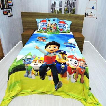 Imagem de Manta Casal Fronha E Almofada Patrulha Canina 1 Fleece 4pç - Fantasia 