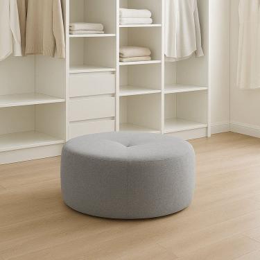 Imagem de Puff Orgânico para Sala de Estar 80cm Linho Rita Cinza