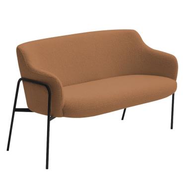 Imagem de Sofá Namoradeira 02 Lugares 130cm Jade Base Preto Bouclé Terracota - Nexta Casa