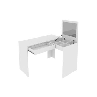 Imagem de Penteadeira Infantil PE-2020 1 Gaveta com Espelho com Divisórios Internas Estrutura 100% MDP Branco