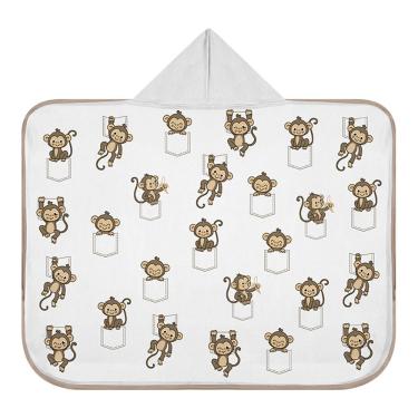 Imagem de Toalha de Banho com Capuz Baby Ben 70X90CM 88% Algodão 12% Poliéster Estampada Branco