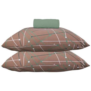 Imagem de Jogo de Cama Doce Vida Ouro Preto King 70% Algodão 30% Poliéster Malha Mista 3 Peças Verde