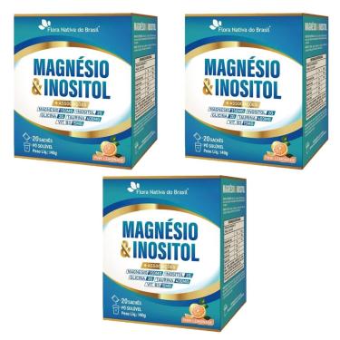 Imagem de Kit 3 Magnésio e Inositol + Associações Sabor Pink Lemonade 3x20 sachês Flora Nativa do Brasil-Unissex