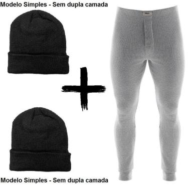 Imagem de Kit Combo Inverno Ceroula Mash Minhocão Algodão + 2 Toucas-Unissex