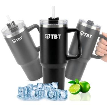 Imagem de Copo Térmico Gigante 1,2l Inox Com Tampa E Canudo Aço Inox Antivazamen