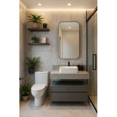 Imagem de Bancada em Porcelanato Para Banheiro Completo Alto Padrao 100cm Sem Cu